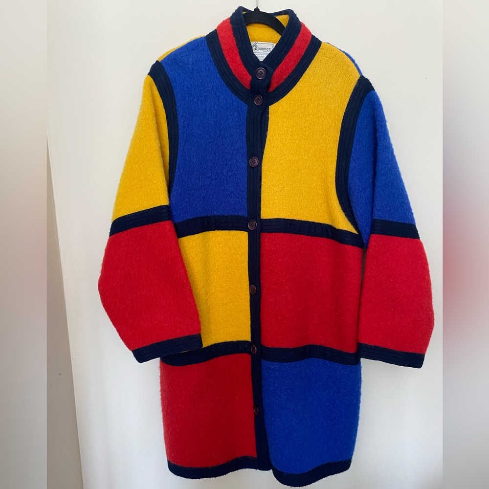 vintage mohair colourblock coat